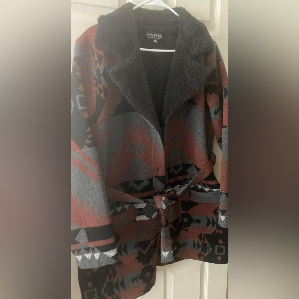 Idyllwind Women’s Large Outlaw Aztec Sherpa Lined Blanket Coat